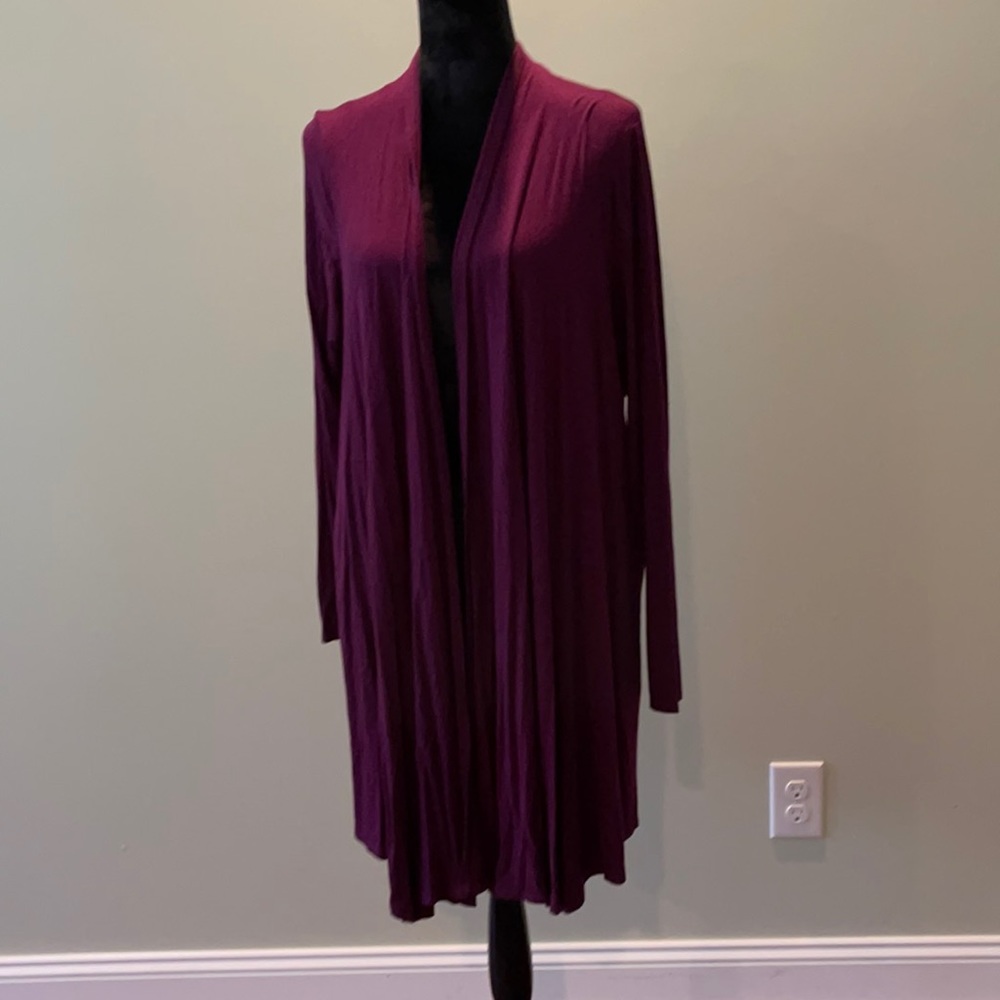 Long purple cardigan with pockets